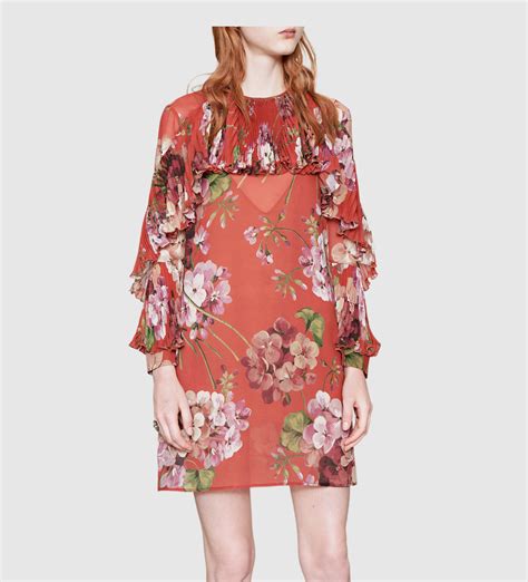 gucci floral silk dress